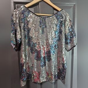 100% silk sequin blouse- Size Medium